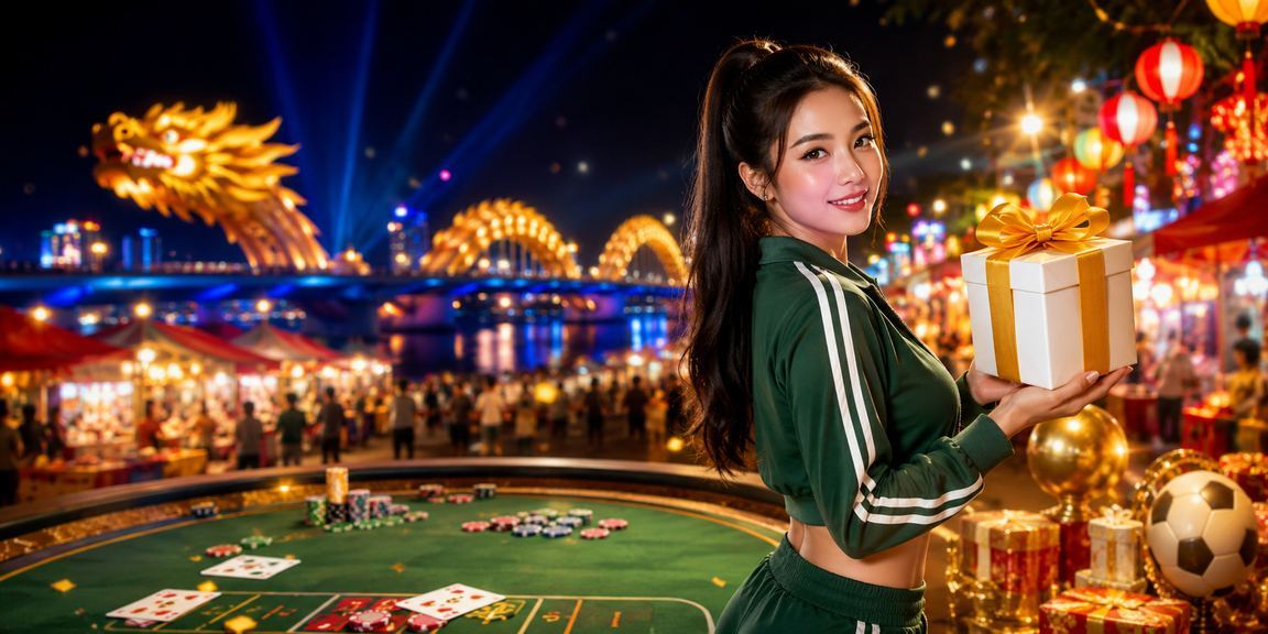 Người chơi baccarat tại chợ đêm Đà Nẵng với điện thoại thông minh và ánh đèn lung linh