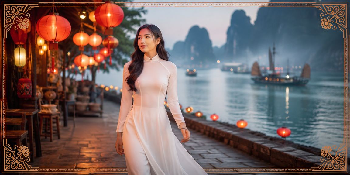 Trò chơi slots phong phú tại vịnh Hạ Long với áo dài truyền thống Việt Nam